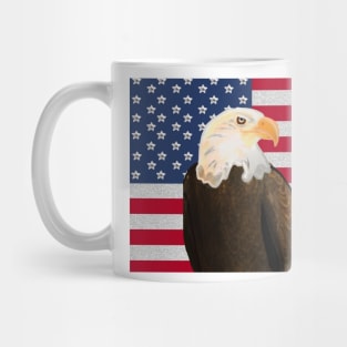 Eagle with American Flag with Silver Stripes Mug